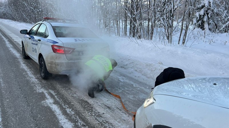 Свердловские полицейские в 35-градусный мороз помогли мужчине, попавшему в трудную ситуацию на трассе